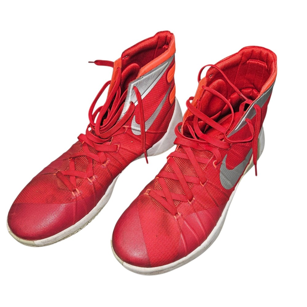 Nike 2015 Hyperdunk Basketball Shoes Red Silver 749645-605 Sz 12
